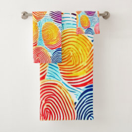 指紋カラフルパターン バスタオルセット