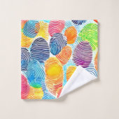 指紋カラフルパターン バスタオルセット (ウォッシュタオル)