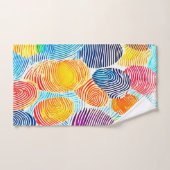 指紋カラフルパターン バスタオルセット (ハンドタオル)