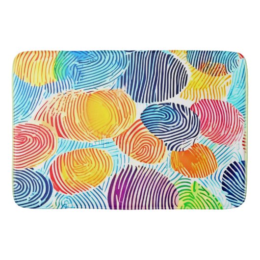 指紋カラフルパターン バスマット (正面)