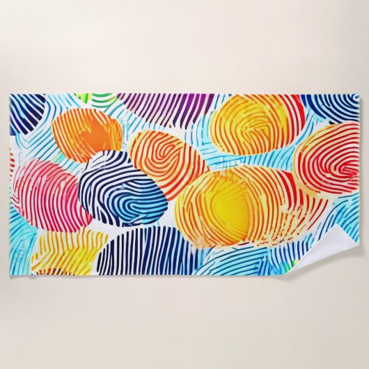 指紋カラフルパターン ビーチタオル (正面)