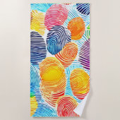 指紋カラフルパターン ビーチタオル (正面)