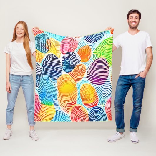指紋カラフルパターン フリースブランケット (インサイチュ)