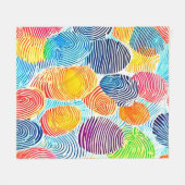 指紋カラフルパターン フリースブランケット (正面(横))