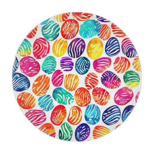 指紋カラフル芸術 カッティングボード (正面)