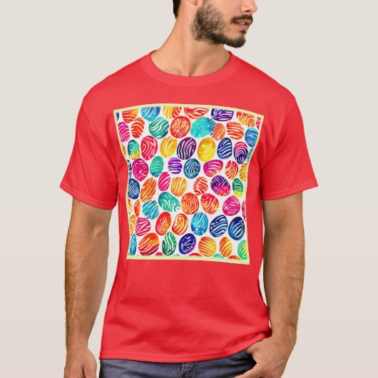 指紋カラフル芸術 Tシャツ (正面)