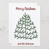 指紋クリスマスツリーファミリーホリデーカード 招待状 (正面/裏面)