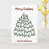 指紋クリスマスツリーファミリーホリデー カード (黄色い花)