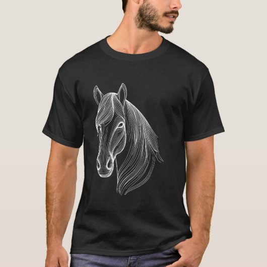 指紋スタイル - 馬 お父さん お母さん Tシャツ (正面)