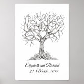 指紋ツリー, ゲストブック, ウェディングツリーハート ポスター (正面)