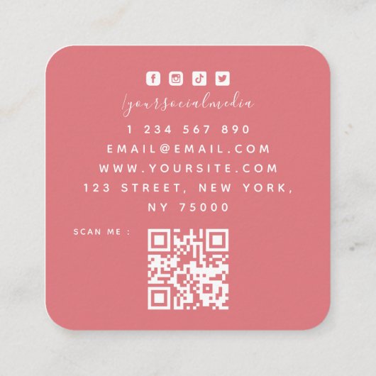 指紋ハートバルーンイベントプランナーQRコード スクエア名刺 (裏面)