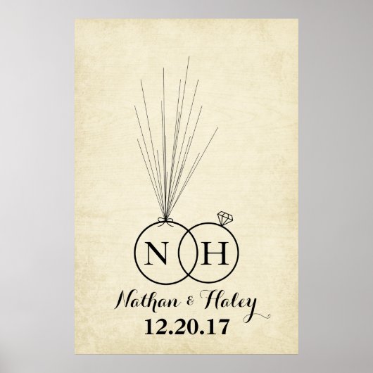 指紋バルーン結婚式ゲストブック ポスター (正面)