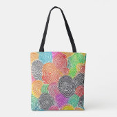 指紋パタカラフルーン抽象芸術アート トートバッグ (裏面)