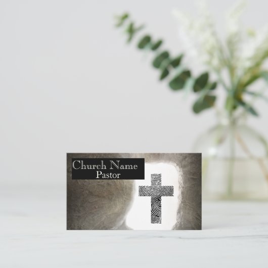 指紋十字空の墓教会の牧師 名刺 (スタンド正面)