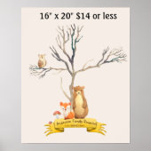 指紋樹の赤ちゃんシャワー森林動物 ポスター (正面)