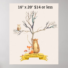 指紋樹の赤ちゃんシャワー森林動物 ポスター