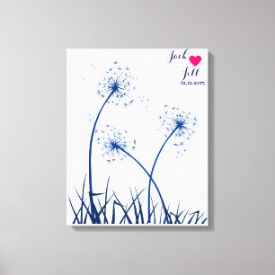 指紋結婚ゲストブックdandelion navy キャンバスプリント