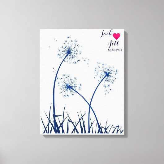 指紋結婚ゲストブックdandelion navy キャンバスプリント (正面)