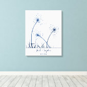 指紋結婚ゲストブックdandelion navy キャンバスプリント (インサイチュ (ウッドフロア))