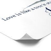 指紋結婚付きゲストブックツリーの水色 ポスター (角)