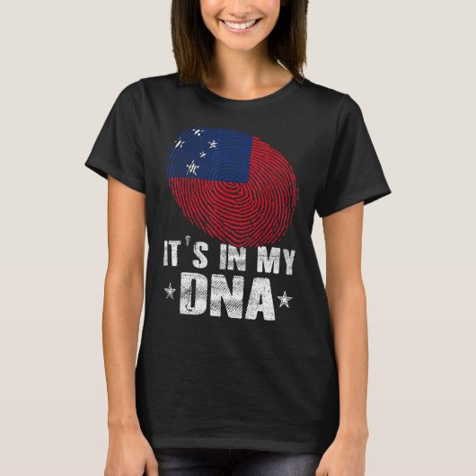 指紋認証サモア旗私のDnaに Tシャツ (正面)