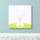 指紋認証ツリーベビーシャワーゲストブックピーポッド キャンバスプリント (インサイチュ (ウッドフロア))