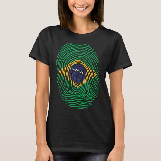 指紋認証ブラジル国旗 Tシャツ (正面)
