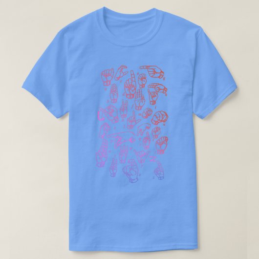 指紋認証ASLアルファベット Tシャツ (デザイン正面)