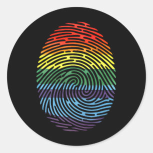 指紋認証LGBTQ誇りを持ったゲイレズビアンレインボープライド ラウンドシール