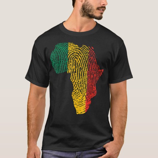 指紋黒い歴史月アフロ・アフリカプライド Tシャツ (正面)