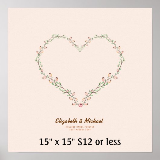 指紋 ツリー リース ハート 予算 サンゴ ポスター (正面)