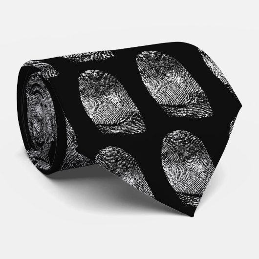 指紋-黒 ネクタイ (ロール)