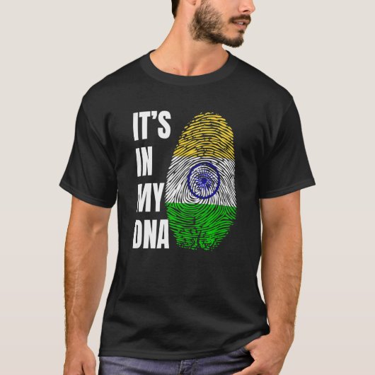 指紋DNAバイオメトリインディアン旗インド Tシャツ (正面)