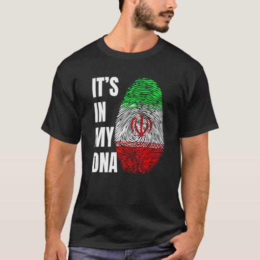 指紋DNA生体認証イラン国旗イラン Tシャツ (正面)