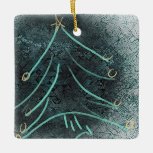 指絵を描クリスマスツリー セラミックオーナメント (正面)