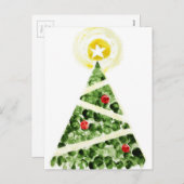 指絵を描付きクリスマスツリー シーズンポストカード (正面/裏面)