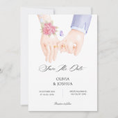指輪と手繋ぎ　優しいエレガントな結婚式 セーブザデート (正面)