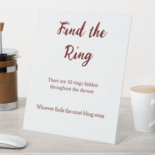 指輪のブライダルシャワー結婚ゲームを見つける 台座サイン (インサイチュ)