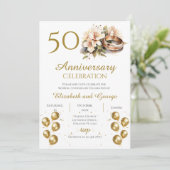 指輪のモチーフが入った結婚50周年の招待状 招待状 (スタンド正面)