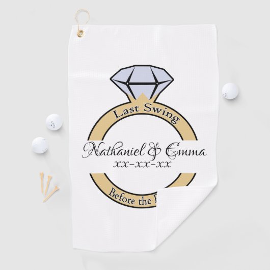 指輪の前に最後のスイング、独身最後のパーティー ゴルフタオル (インサイチュ)