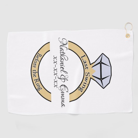 指輪の前に最後のスイング、独身最後のパーティー ゴルフタオル (横)