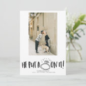 「指輪をはめた」写真付きセーブ・ザ・デート招待状 招待状 (スタンド正面)