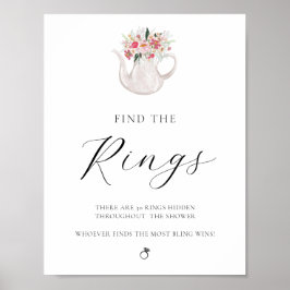 指輪を探せ ブライダルシャワーゲームサイン ポスター