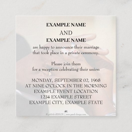 指輪結婚付き夫婦の手 エンクロージャーカード (裏面)