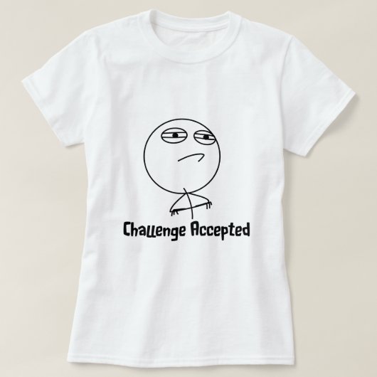 挑戦によって受け入れられる黒く及び白い文字 Tシャツ (デザイン正面)