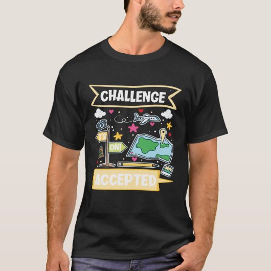 挑戦を受け入れたワールドトラベラー Tシャツ (正面)