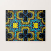 挑戦的なアフリカパターンの色合い(青と緑) ジグソーパズル (横)