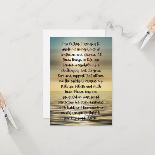 挑戦的な時間のフラットグリーティングカードのための祈りの言葉 カード (正面/裏面インサイチュ)