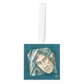 挑戦的な緑の小妖精や小人 キューブオーナメント (正面)