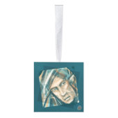 挑戦的な緑の小妖精や小人 キューブオーナメント (右)